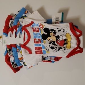 Disney baby Mickey Mouse 5 piece onesies set with tags. One blemish.